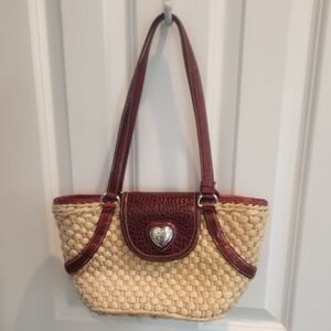 Brighton Cream and Brown Woven Shoulder Bag